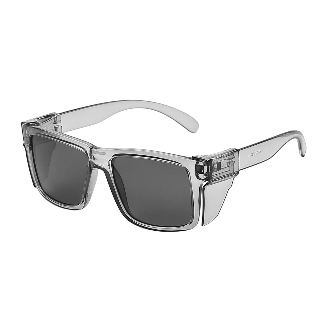 BINGKING Edmund Polarized Safety Glasses with Side Shields – Clear Gray Frame
